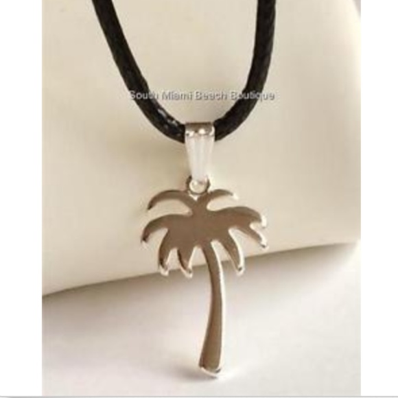 Silver Coconut Palm Tree Necklace Island 17-19" - Picture 2 of 8